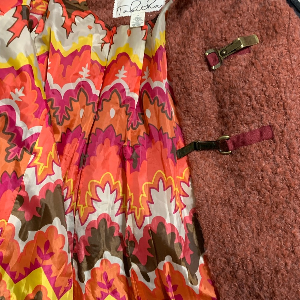 Tabitha Wool Swing Coat In Rust Color With Burgun… - image 2